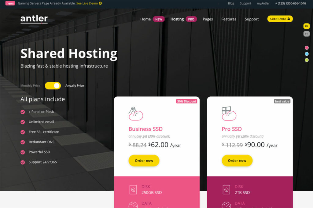 图片[3]-WHMCS Antler v3.7 鹿角主机模板+前端HTML一个功能强大且易于使用的模板引擎，它可以帮助你创建自定义的前端 HTML 模板WHMCS Antler v3.7 鹿角主机模板+前端HTML模板-哈德森博客